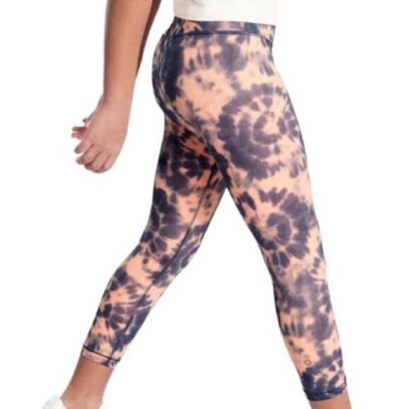 Athleta Girl Pink Tie Dye Printed Chit Chat Capri Leggings Size Large - Picture 1 of 8